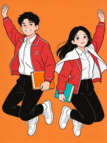 跳跃自信的学生