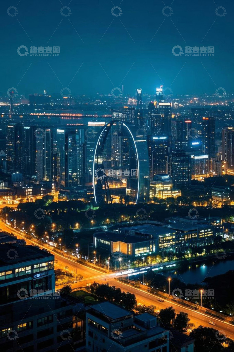 高清大图下载【趣麦麦图】天津城市夜景俯瞰