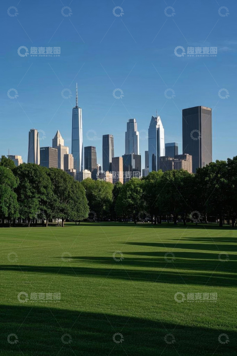 高清大图下载【趣麦麦图】纽约公园与城市天际线景观