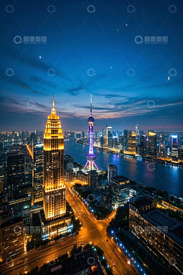 上海陆家嘴夜景俯瞰