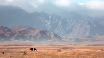 壮阔山脉草原野生动物风光摄影