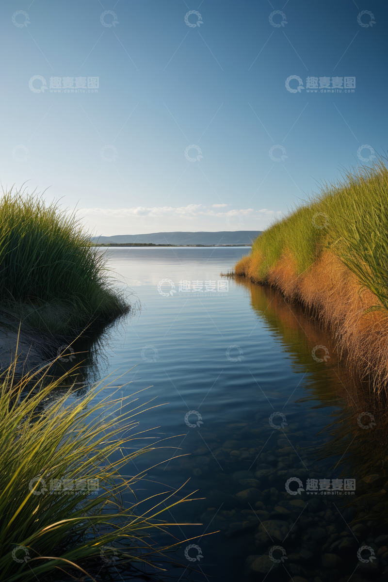 高清大图下载【趣麦麦图】宁静湖边草地自然风光