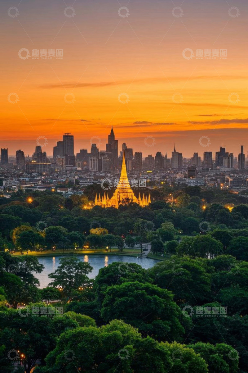 高清大图下载【趣麦麦图】曼谷城市黄昏景观