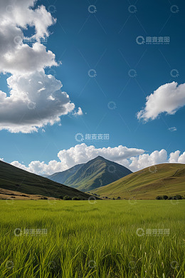 草原与远山的自然风光
