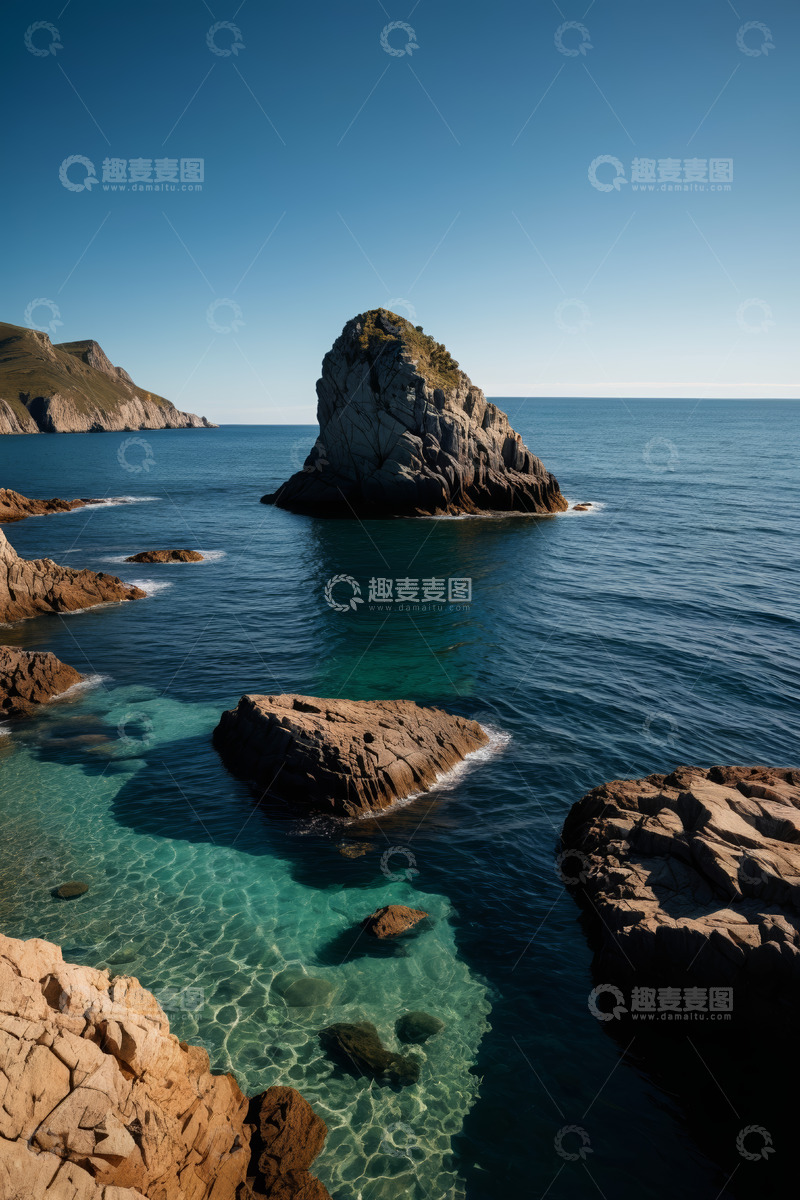 高清大图下载【趣麦麦图】海岸边的海中岩石风景