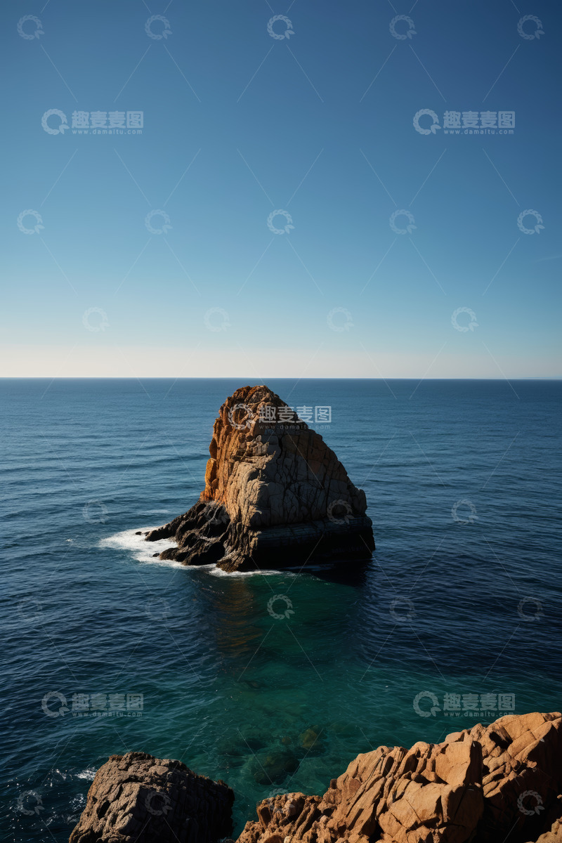 高清大图下载【趣麦麦图】海上独立岩石风景