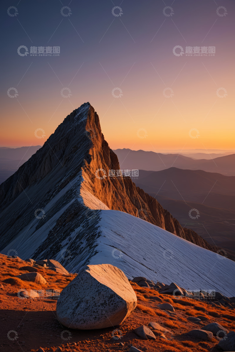 高清大图下载【趣麦麦图】雪山日出壮丽景色