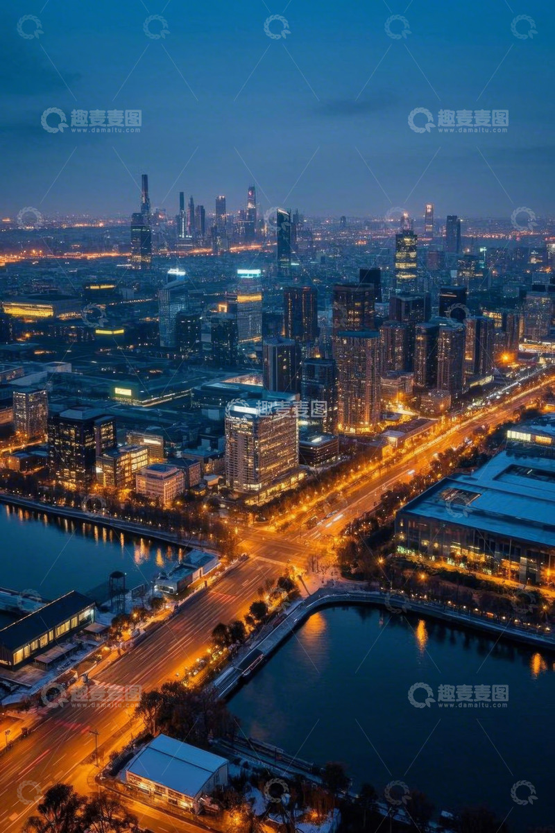 高清大图下载【趣麦麦图】城市夜景俯瞰繁华都市景象