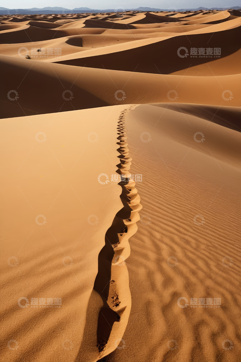 高清大图下载【趣麦麦图】沙漠沙丘及沙地上的脚印
