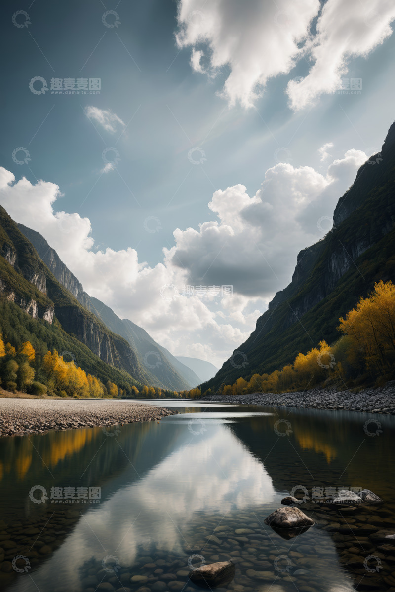 高清大图下载【趣麦麦图】山间河流自然风光景色