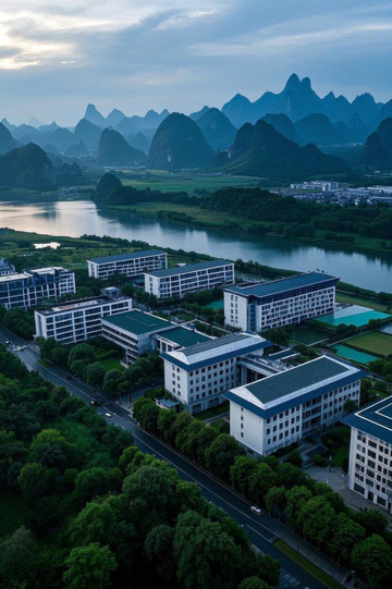 桂林城市建筑与自然风光航拍