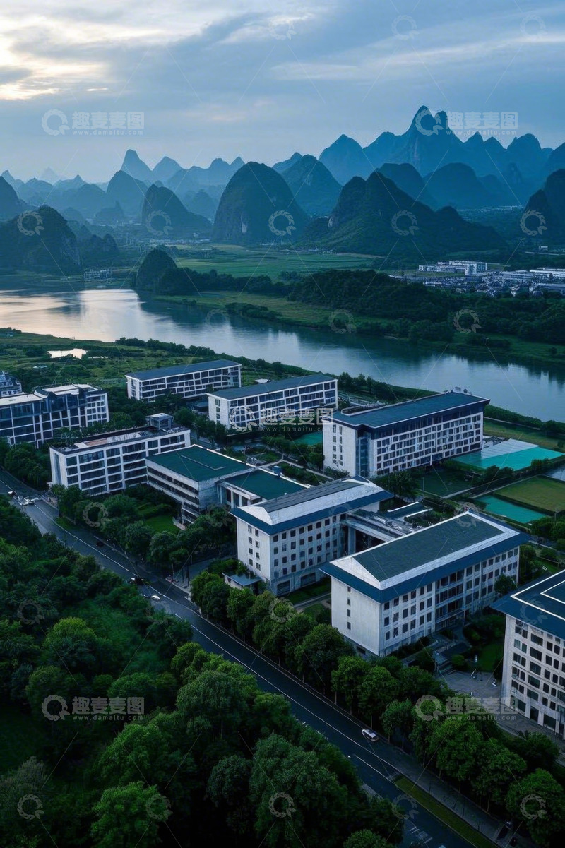 高清大图下载【趣麦麦图】桂林城市建筑与自然风光航拍