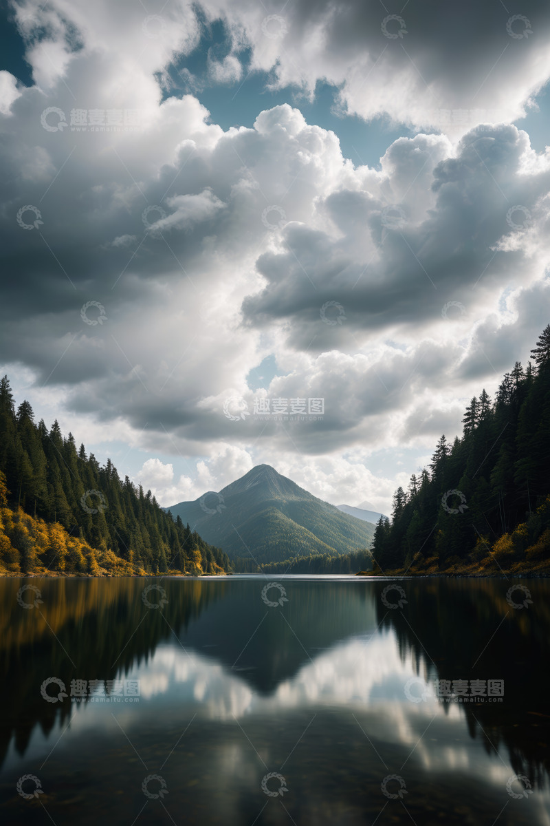 高清大图下载【趣麦麦图】山林湖泊自然风光全景