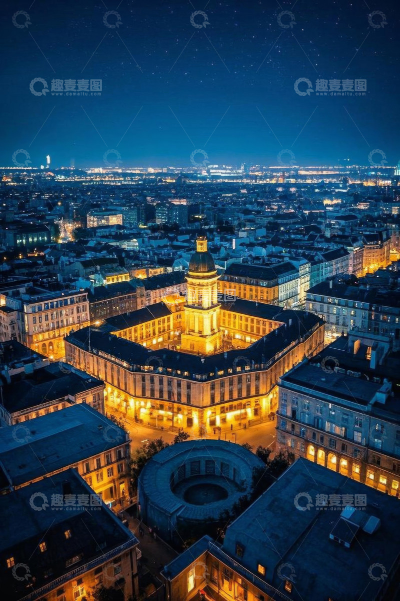 高清大图下载【趣麦麦图】城市夜景中的标志性建筑