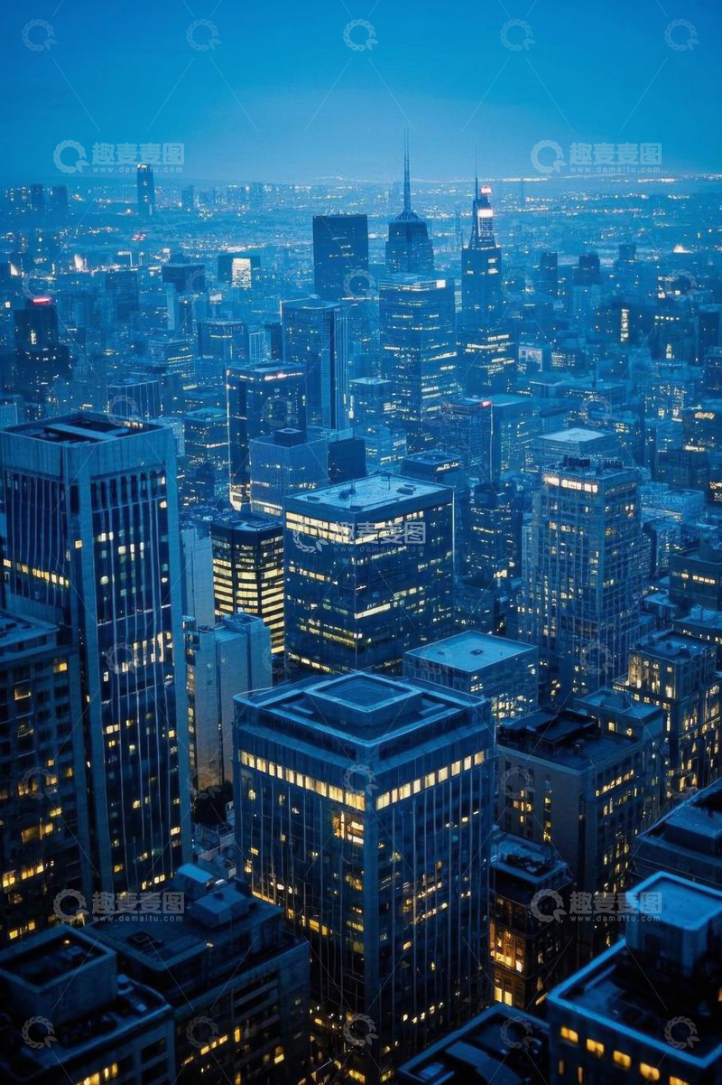 高清大图下载【趣麦麦图】城市高楼夜景俯瞰