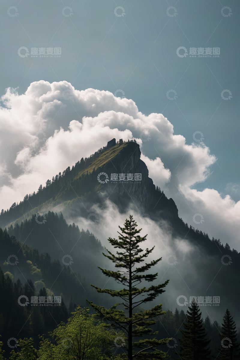 高清大图下载【趣麦麦图】云雾缭绕的山林景观