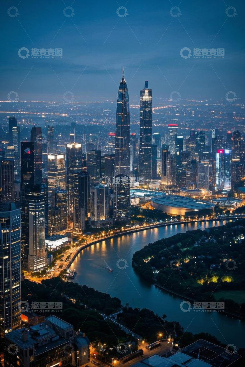 高清大图下载【趣麦麦图】城市高楼夜景俯瞰