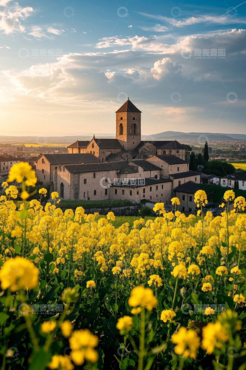 高清大图下载【趣麦麦图】田野中的欧式古建筑