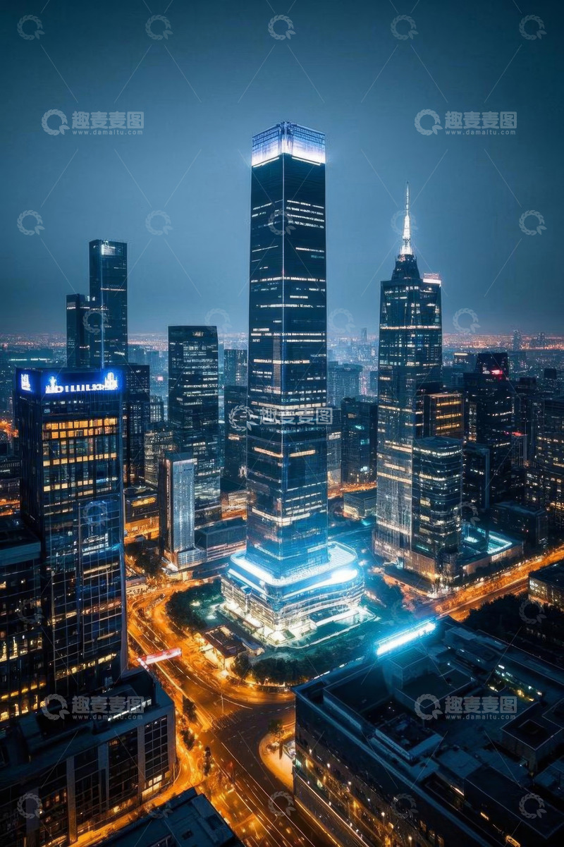 高清大图下载【趣麦麦图】城市夜景高楼俯瞰