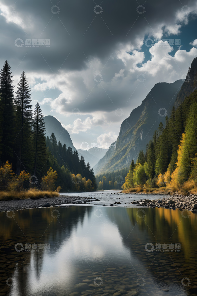 高清大图下载【趣麦麦图】山谷河流森林自然风光