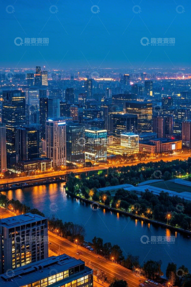 高清大图下载【趣麦麦图】城市夜景俯瞰现代建筑群