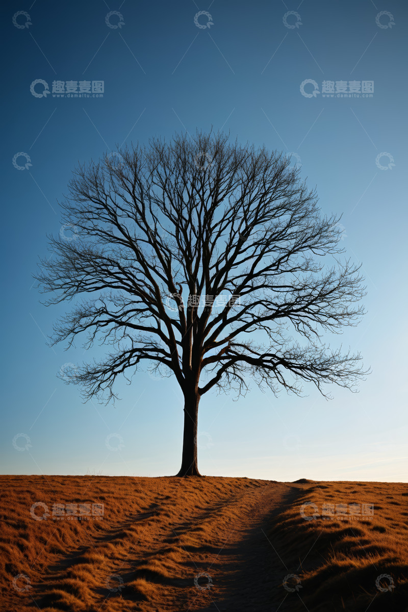 高清大图下载【趣麦麦图】旷野中的孤独枯树