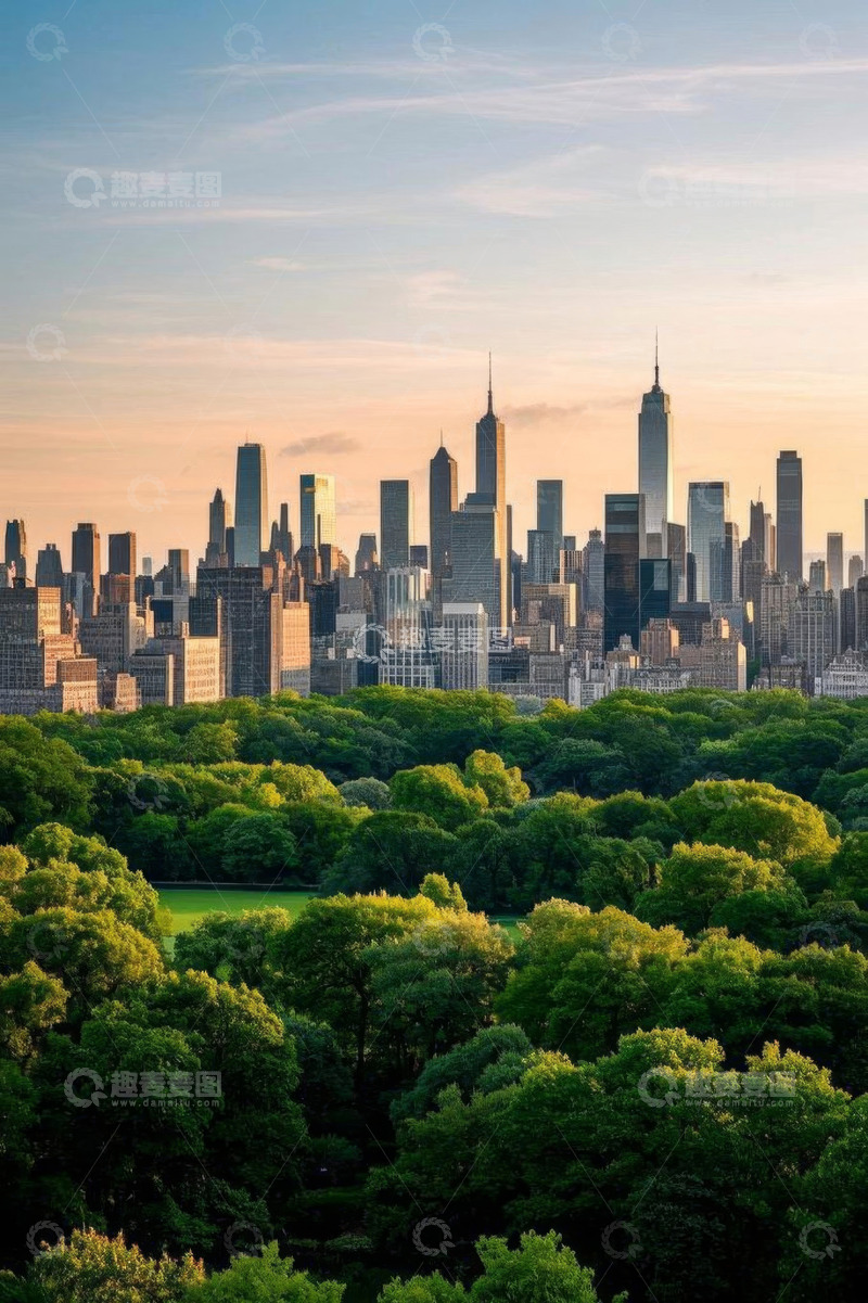 高清大图下载【趣麦麦图】纽约公园与城市天际线景观