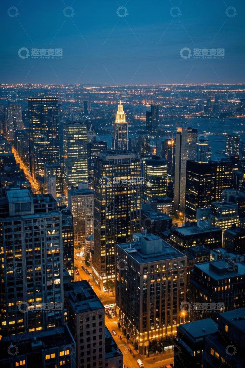 高清大图下载【趣麦麦图】城市高楼夜景俯瞰图