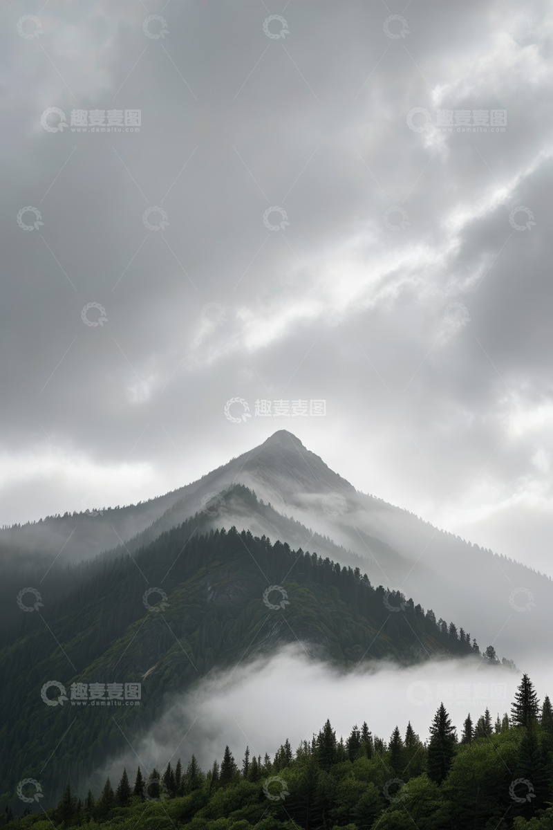 高清大图下载【趣麦麦图】云雾缭绕的山林景观