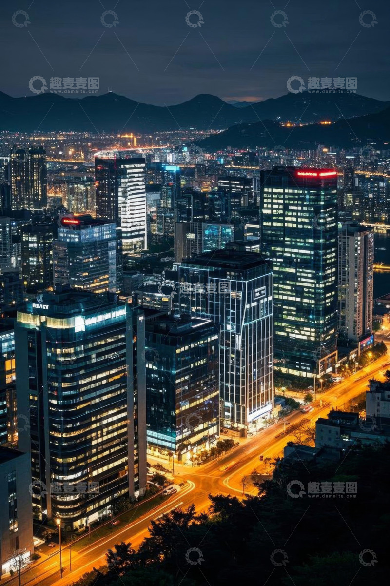 高清大图下载【趣麦麦图】城市高楼夜景俯瞰