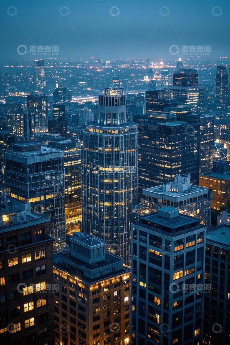 高清大图下载【趣麦麦图】城市高楼夜景俯瞰