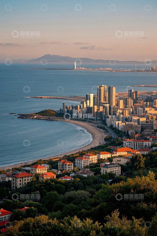 青岛海岸线城市风光全景
