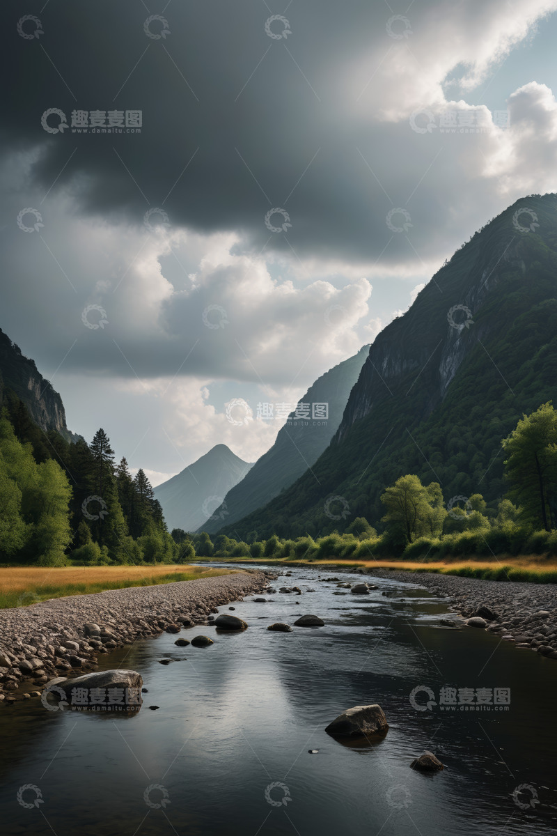高清大图下载【趣麦麦图】山间河流自然风光
