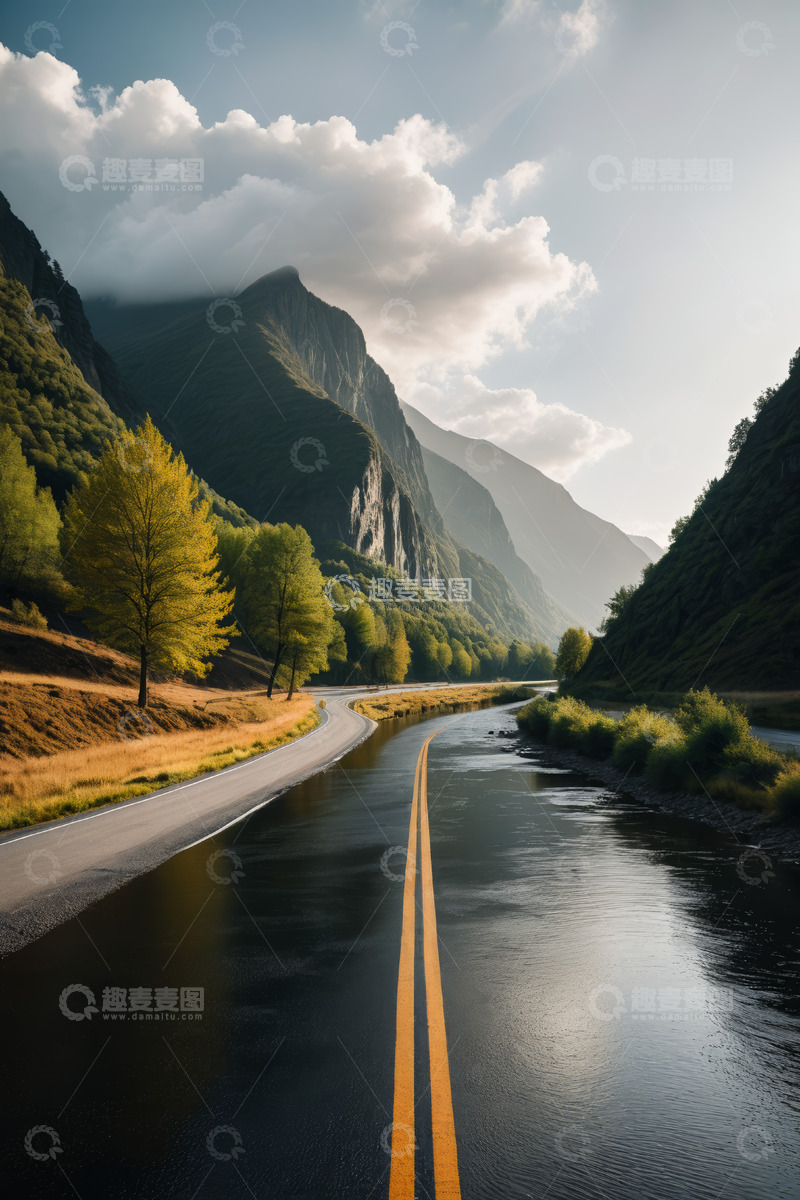 高清大图下载【趣麦麦图】山间公路自然风光