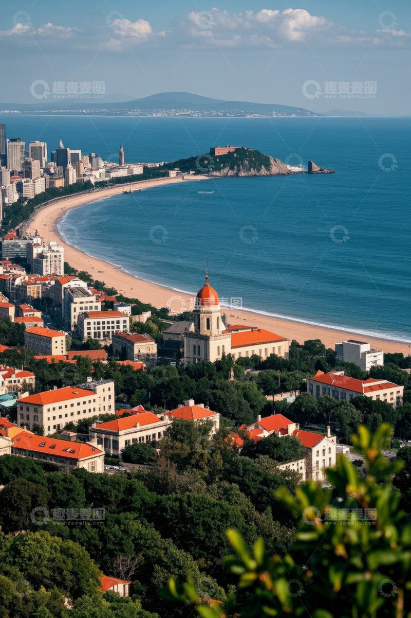高清大图下载【趣麦麦图】青岛海岸线城市风光全景