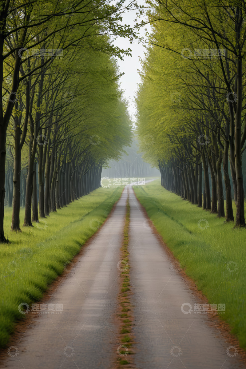 高清大图下载【趣麦麦图】林间绿色道路自然风光