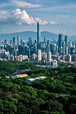 深圳城市高楼与山林景观