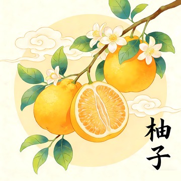 黄金柚柚子插画