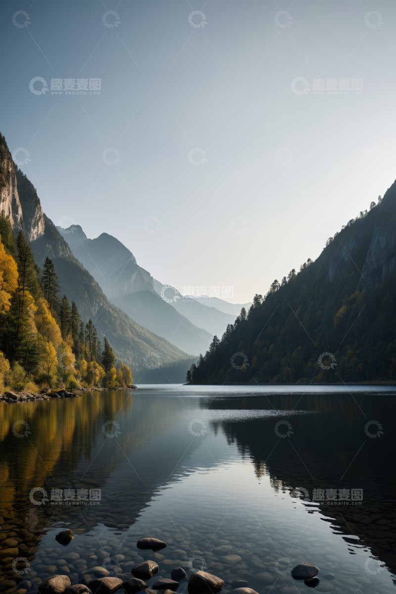 高清大图下载【趣麦麦图】山水相依的宁静湖景