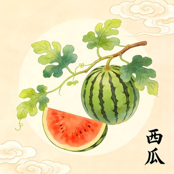 西瓜插画西瓜绘画