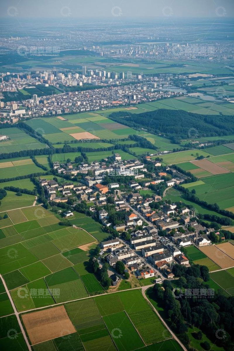 高清大图下载【趣麦麦图】乡村城镇航拍俯瞰全景