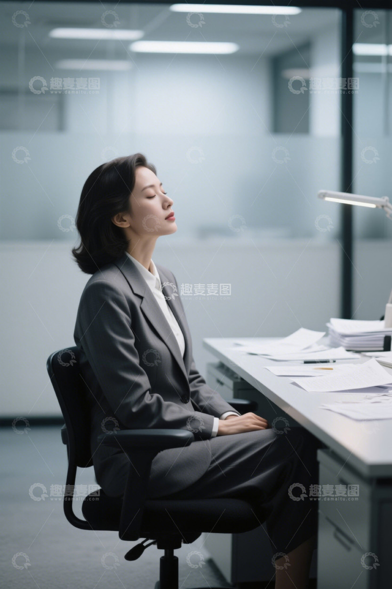 高清大图下载【趣麦麦图】商务女性办公室休息放松场景