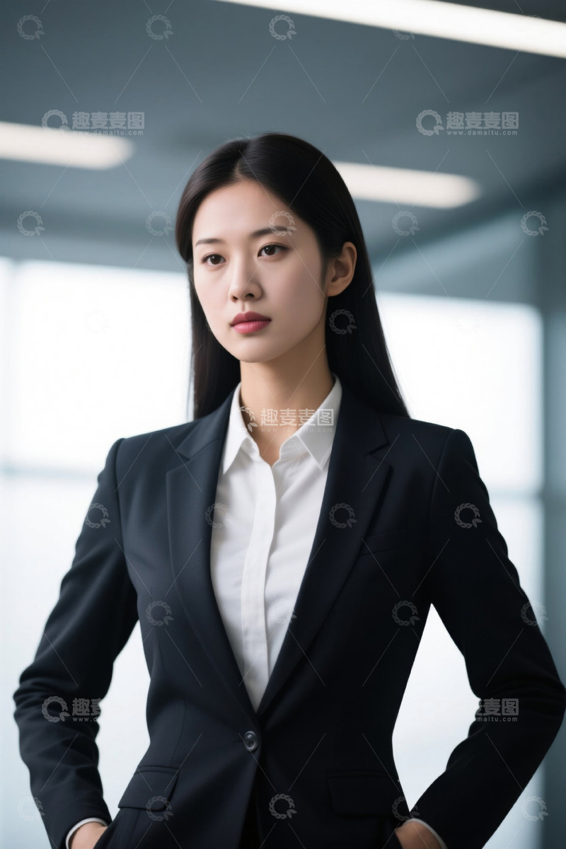 高清大图下载【趣麦麦图】职业女性办公室自信站立