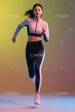 亚洲女性运动跑步形象