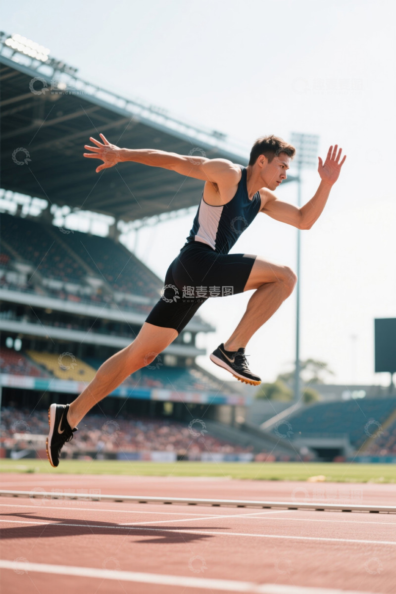 高清大图下载【趣麦麦图】体育场运动员跑步瞬间