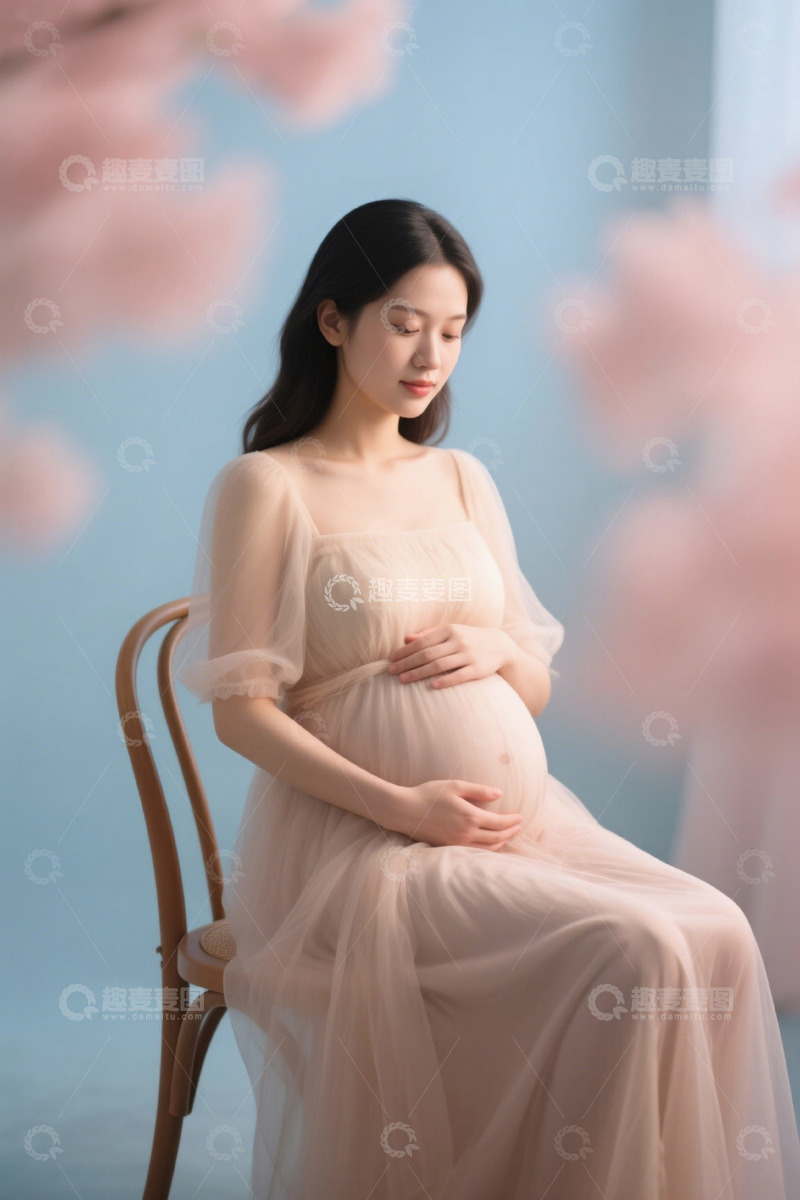 高清大图下载【趣麦麦图】孕妇坐椅抚肚温柔写真