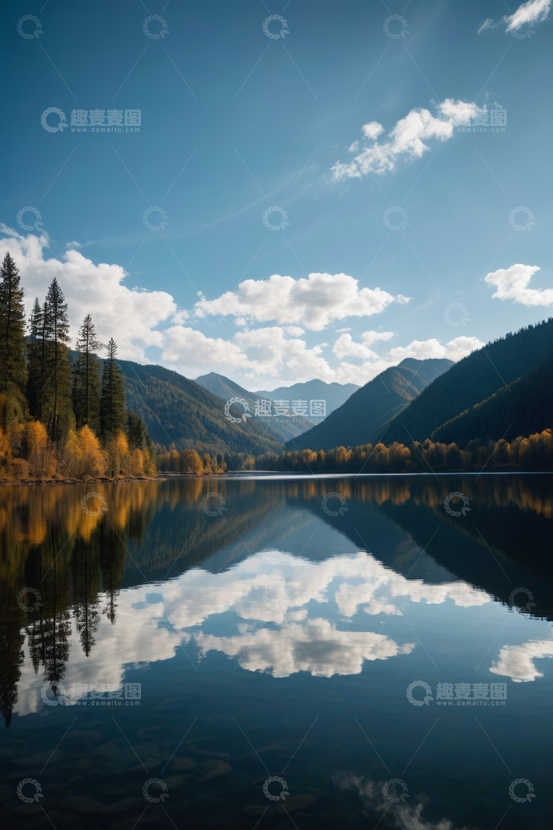 高清大图下载【趣麦麦图】山间湖泊自然风光全景