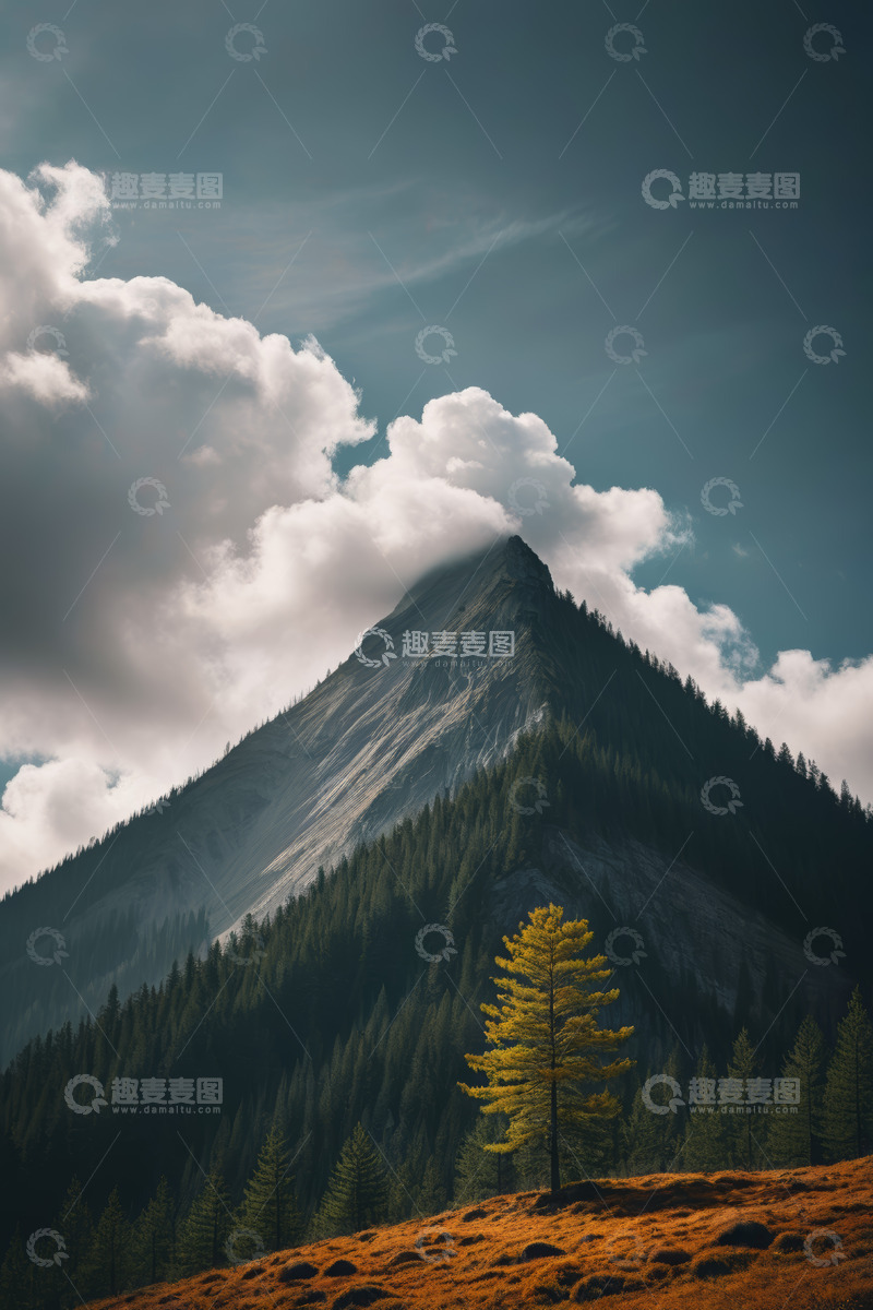 高清大图下载【趣麦麦图】山峰森林与云端自然景观