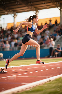 跑道上奔跑的女子运动员