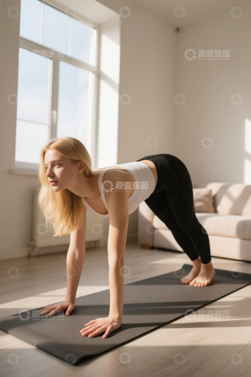 高清大图下载【趣麦麦图】室内女子瑜伽健身场景
